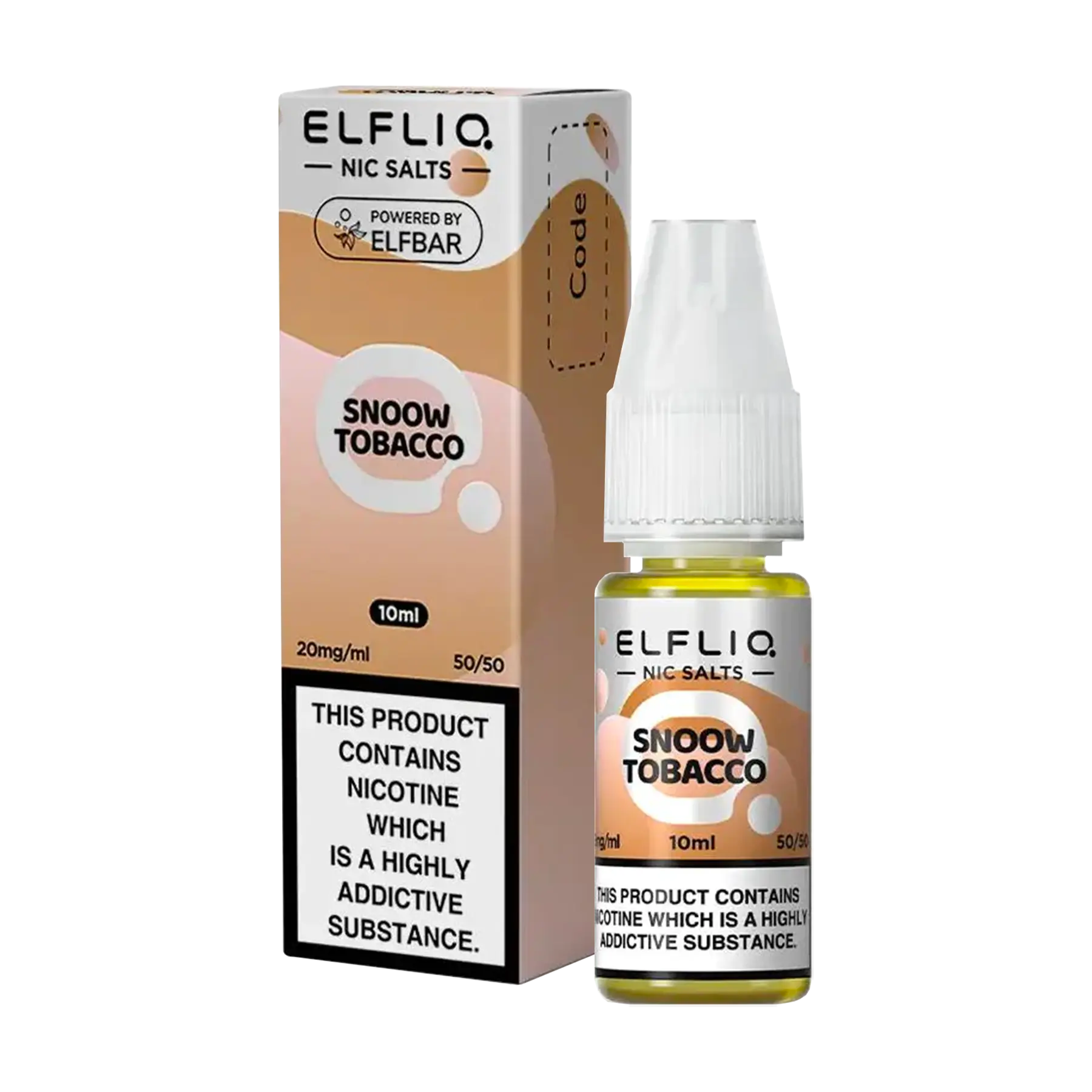 Elfliq: The Official Elf Bar Liquid - Snoow Tobacco 10ml E-Liquid Nicotine Salt