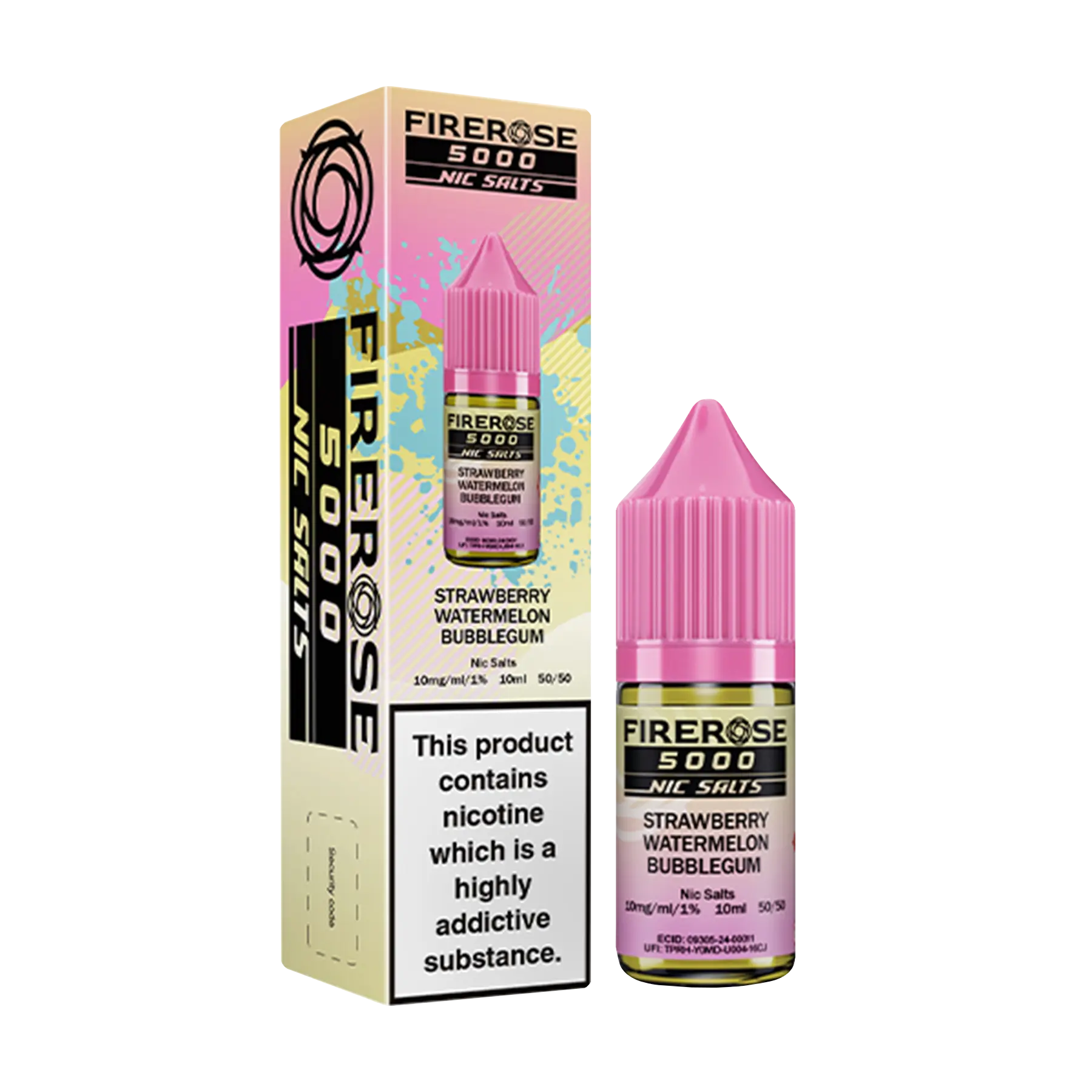 Firerose 5000 10ml Nicotine Salt - Strawberry Watermelon Bubblegum