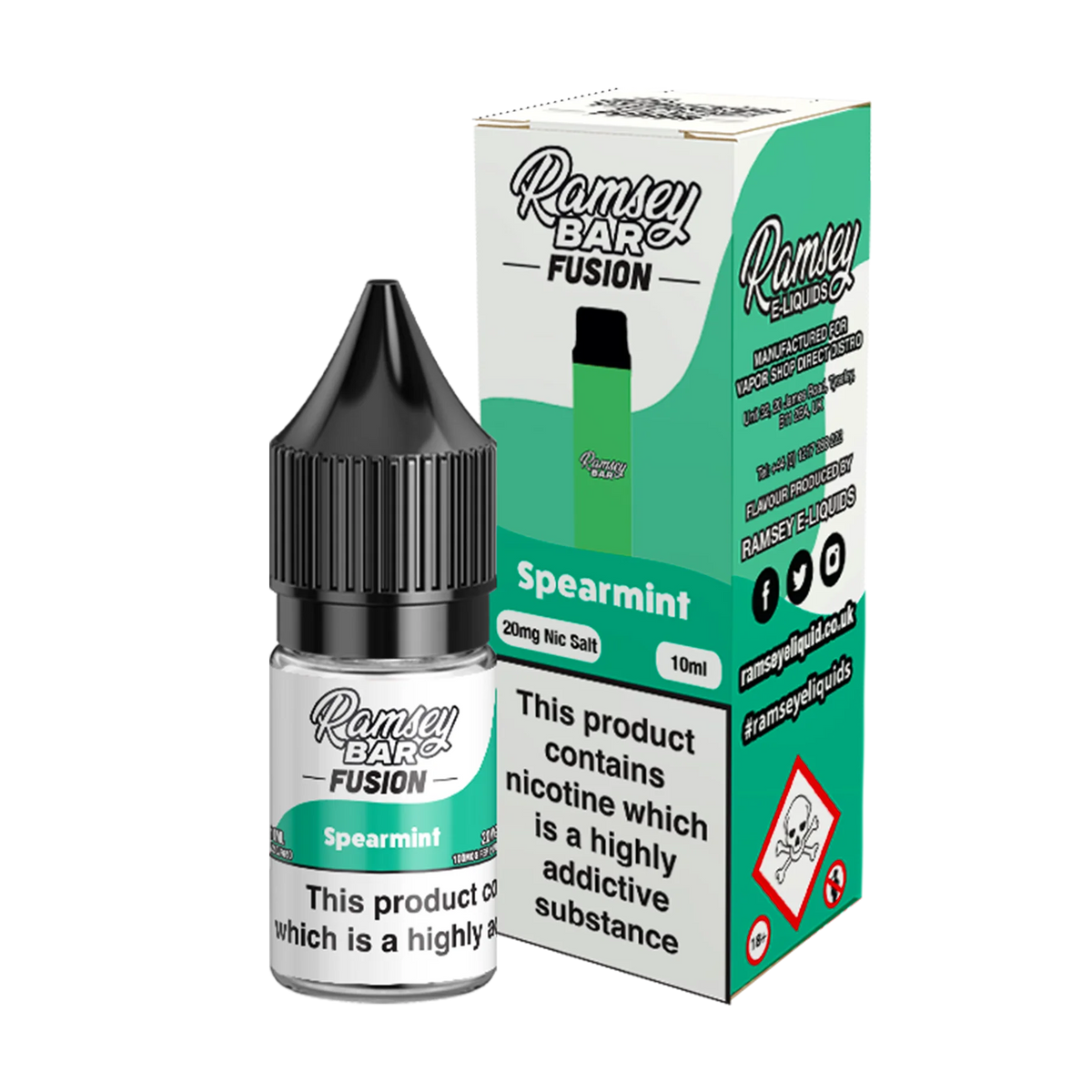 Ramsey Bar Fusion - Spearmint 10ml E Liquid Nicotine Salt