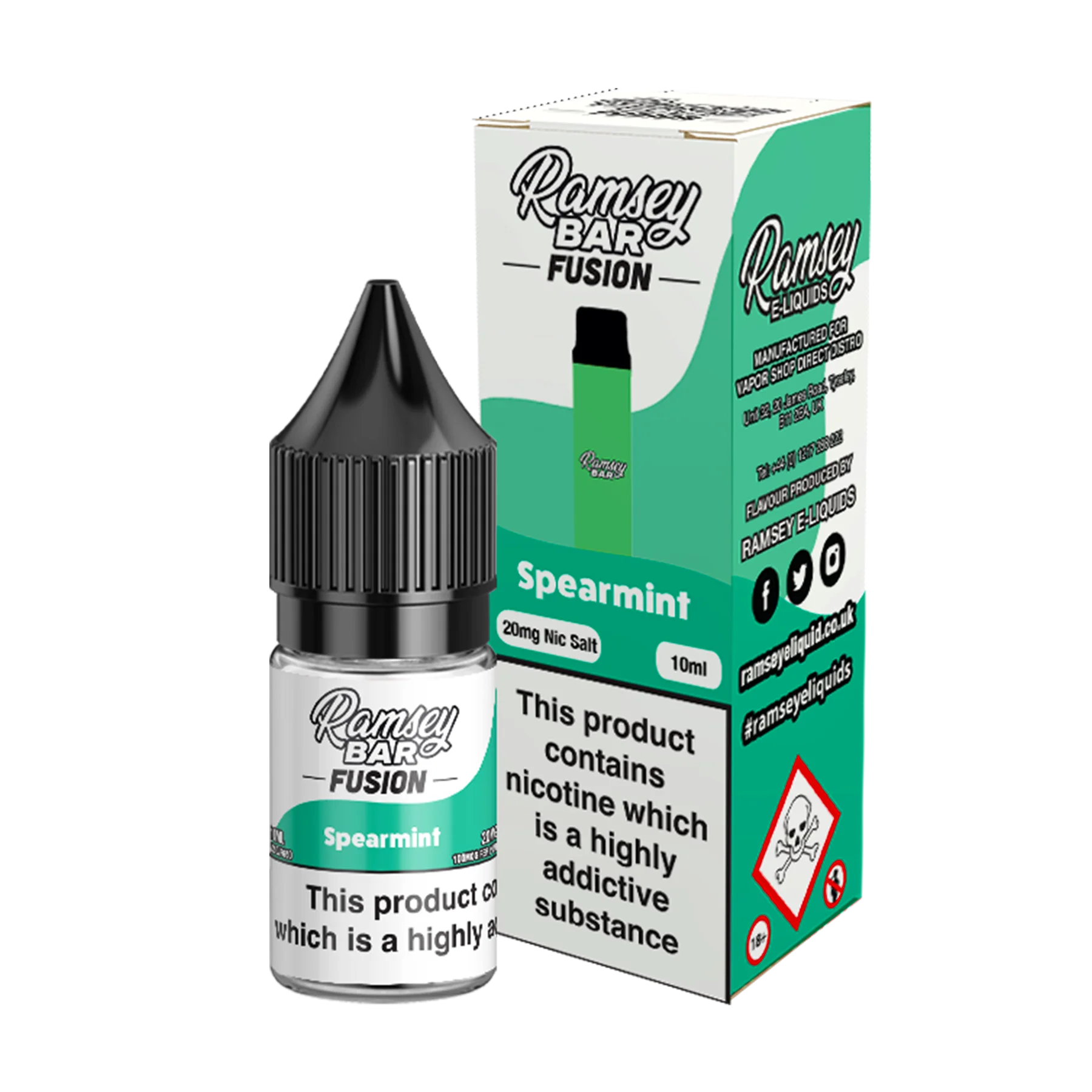 Ramsey Bar Fusion - Spearmint 10ml E Liquid Nicotine Salt