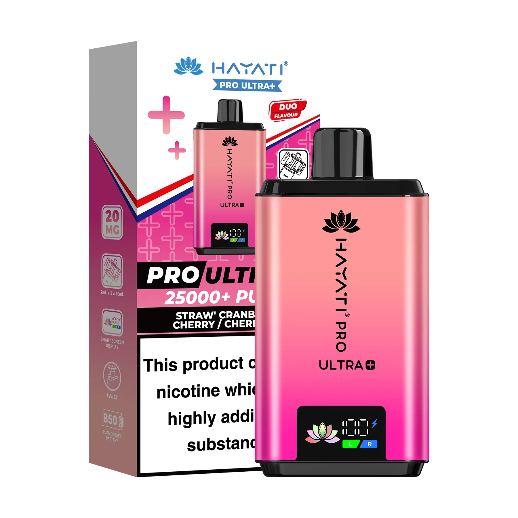 Hayati Pro Ultra 25K Prefilled Vape Kit - Straw Cranberry Cherry Cranberry
