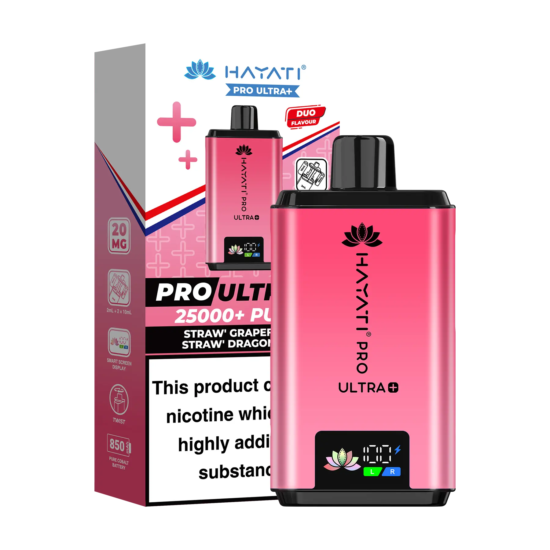 Hayati Pro Ultra 25K Prefilled Vape Kit - Straw Grapefruit Straw Dragonfruit