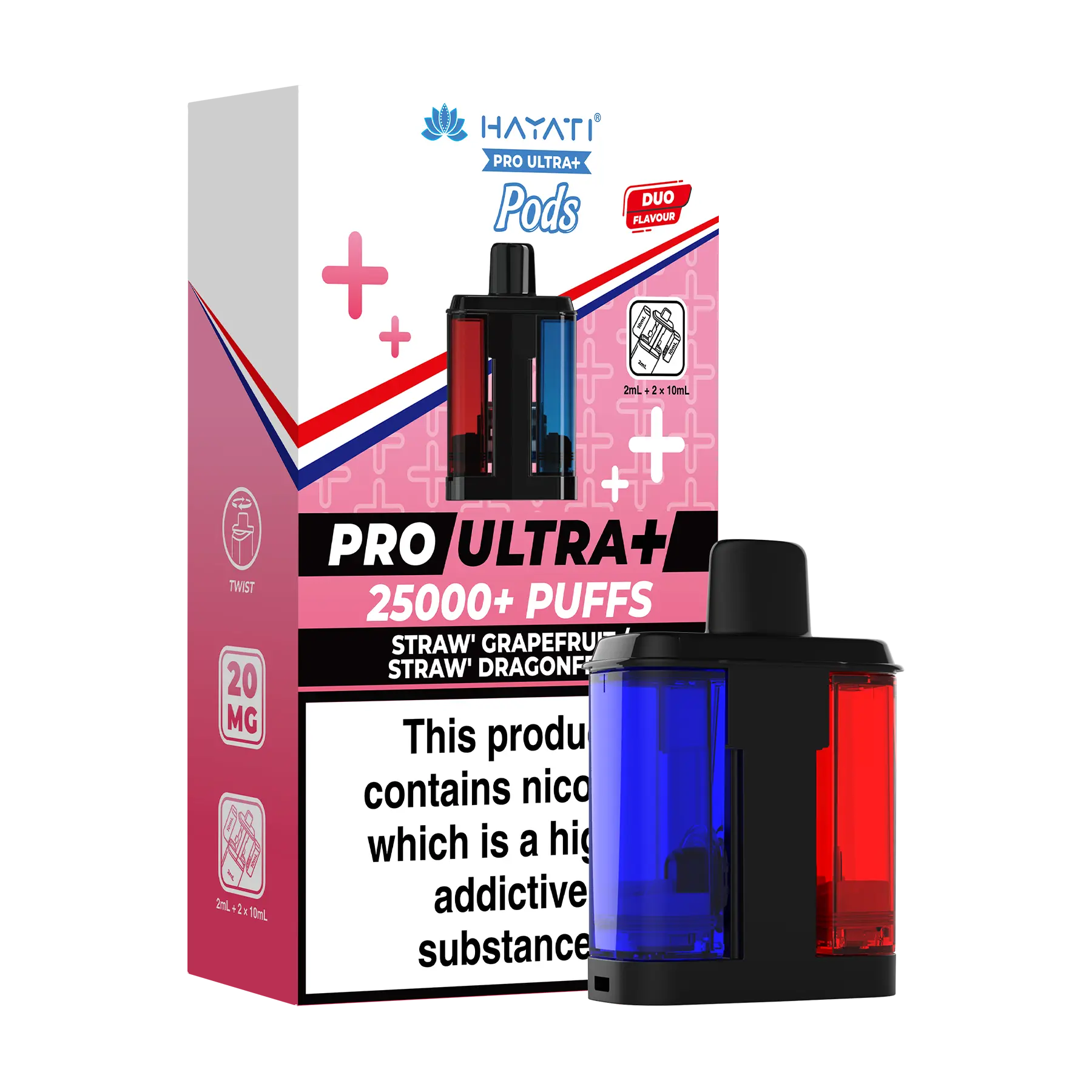 Hayati Pro Ultra 25k Replacement Pods - Strawberry Grapefruit Dragonfruit