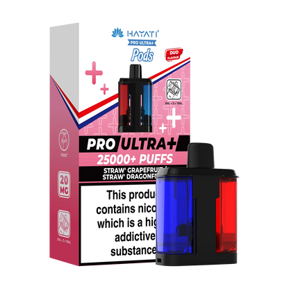 Hayati Pro Ultra 25k Replacement Pods - Strawberry Grapefruit Dragonfruit