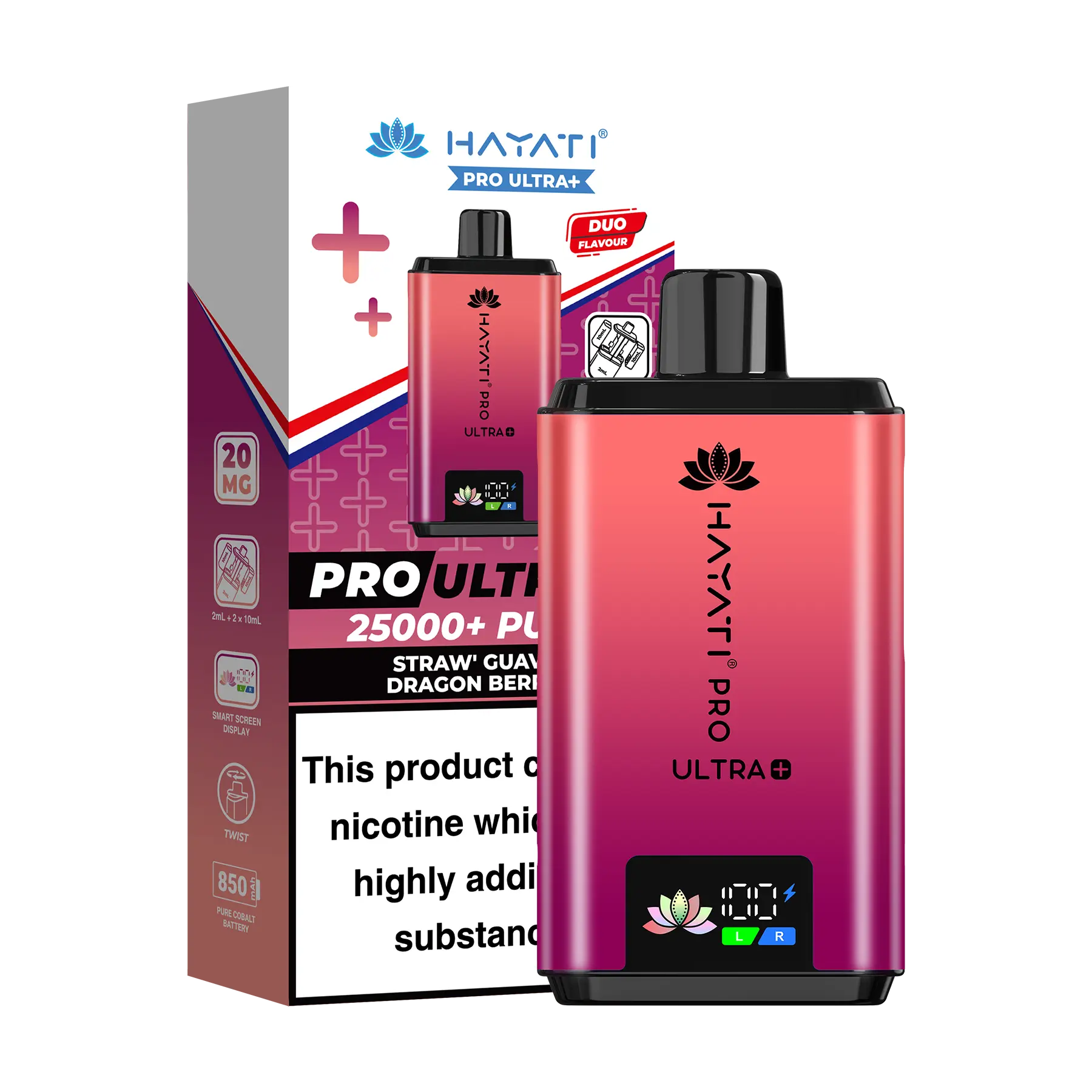 Hayati Pro Ultra 25K Prefilled Vape Kit - Straw Guava Dragon Berries