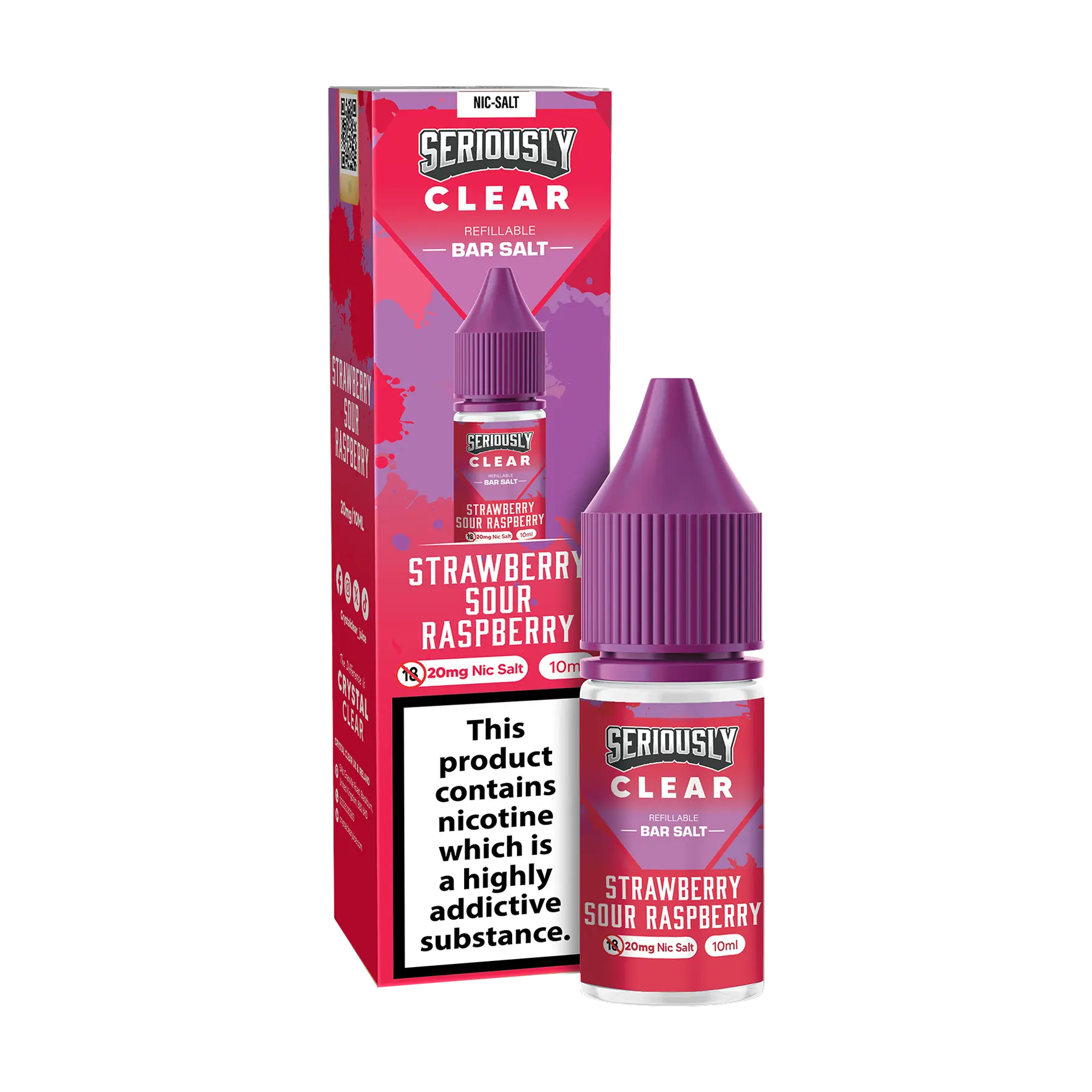 Doozy Seriously Clear 10ml Nicotine Salt - Strawberry Sour Raspberry