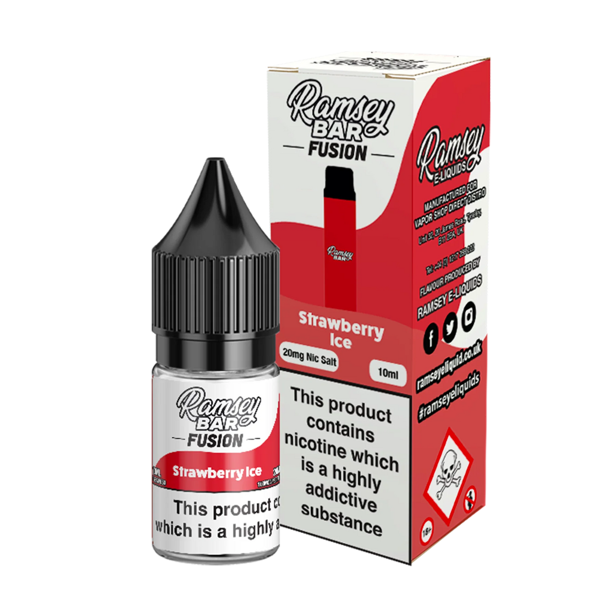 Ramsey Bar Fusion - Strawberry Ice 10ml E Liquid Nicotine Salt