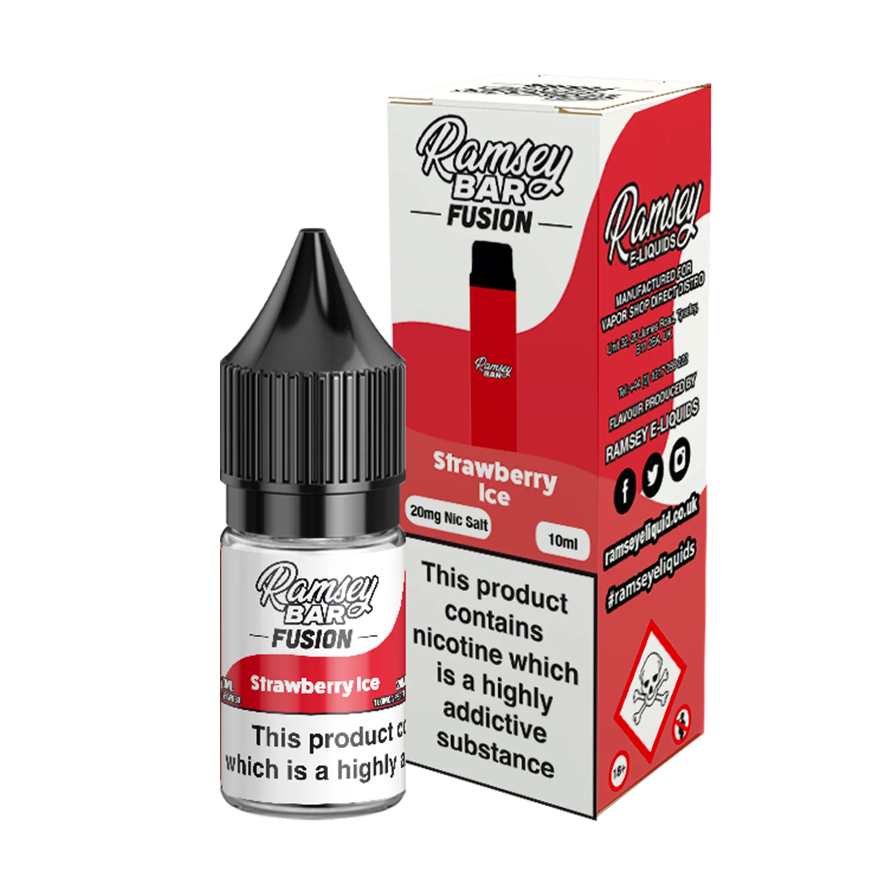 Ramsey Bar Fusion - Strawberry Ice 10ml E Liquid Nicotine Salt