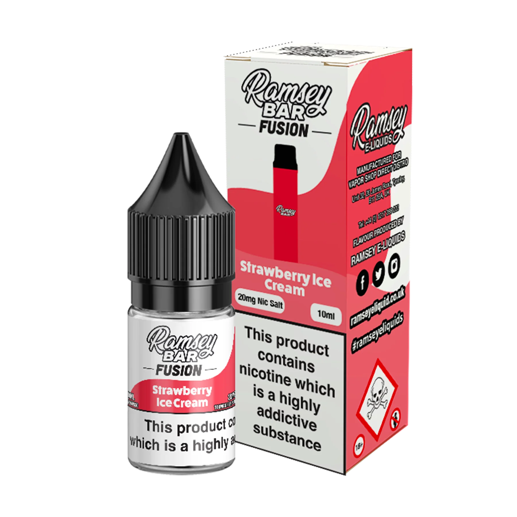 Ramsey Bar Fusion - Strawberry Ice Cream 10ml E Liquid Nicotine Salt