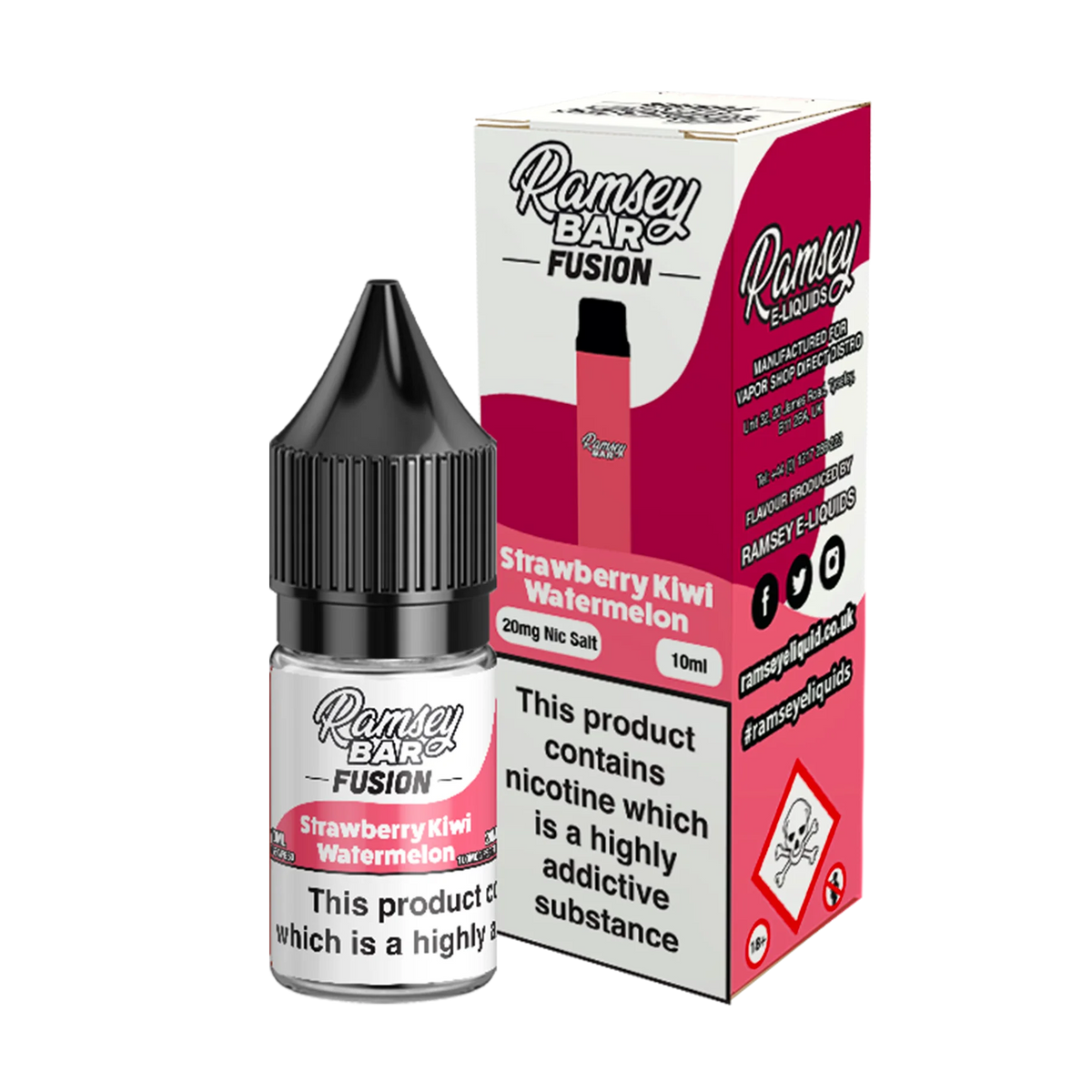 Ramsey Bar Fusion - Strawberry Kiwi Watermelon 10ml E Liquid Nicotine Salt