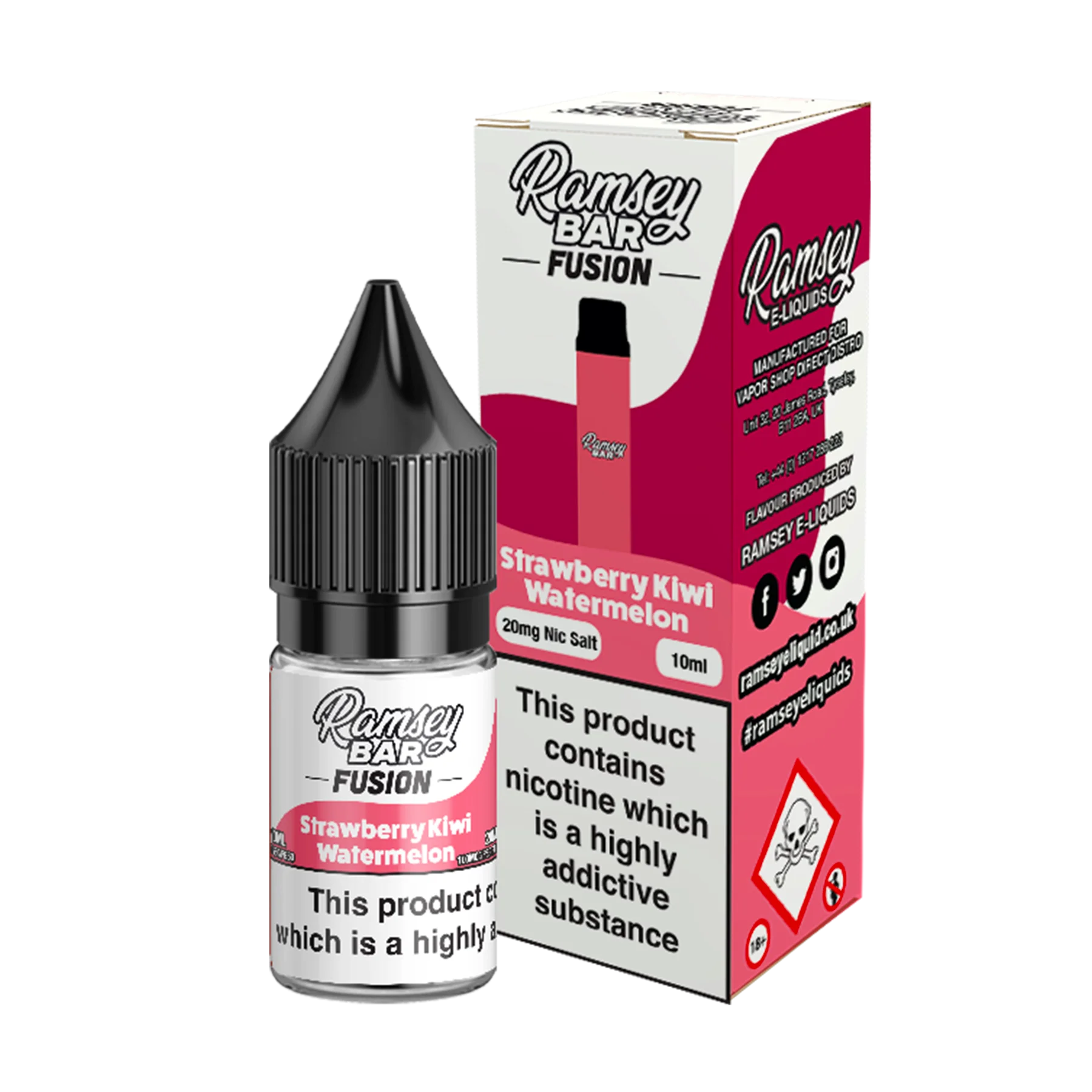 Ramsey Bar Fusion - Strawberry Kiwi Watermelon 10ml E Liquid Nicotine Salt