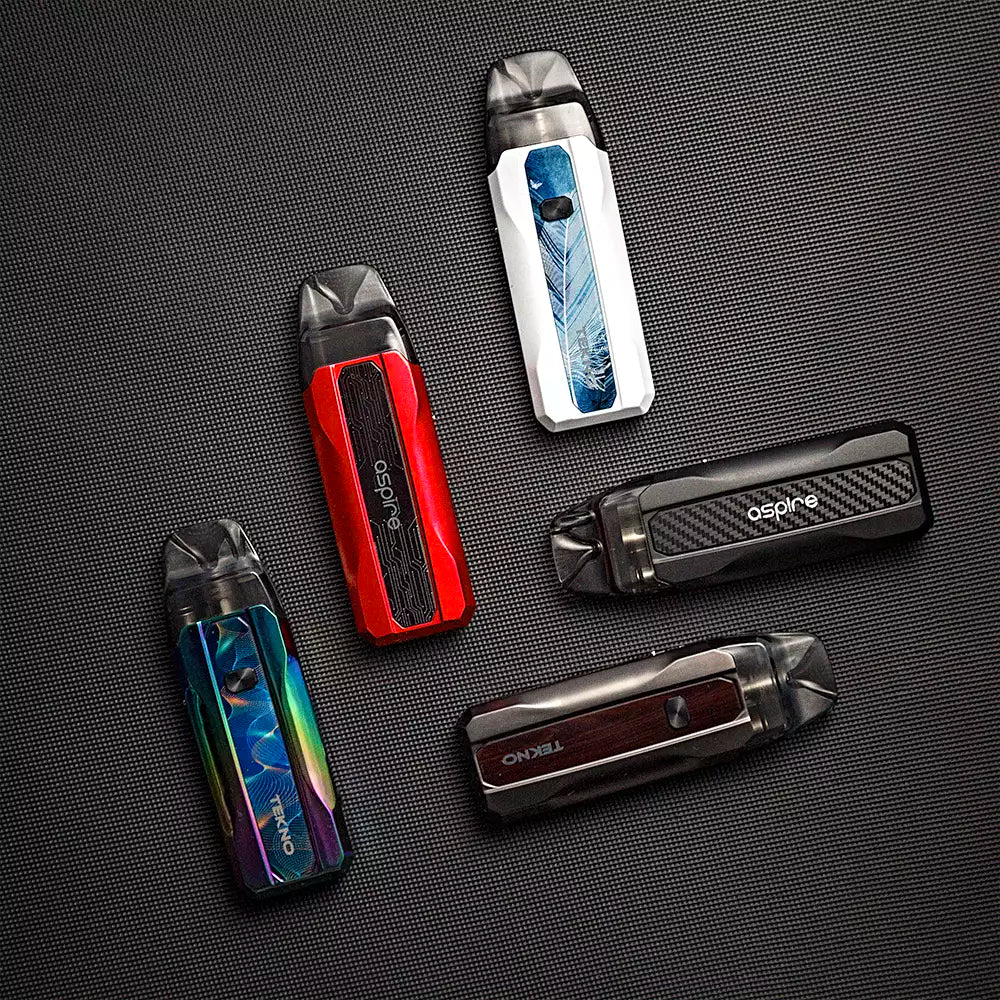 The Aspire Tekno kit is available in 5 gorgeous colours; Carbon Fibre Black, Digital Red, Feather White, Gunmetal Serpeggiante and Rainbow Wave.
