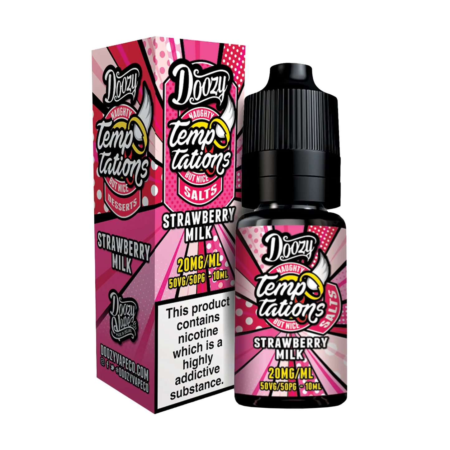 Doozy Temptations 10ml Nicotine Salt - Strawberry Milk