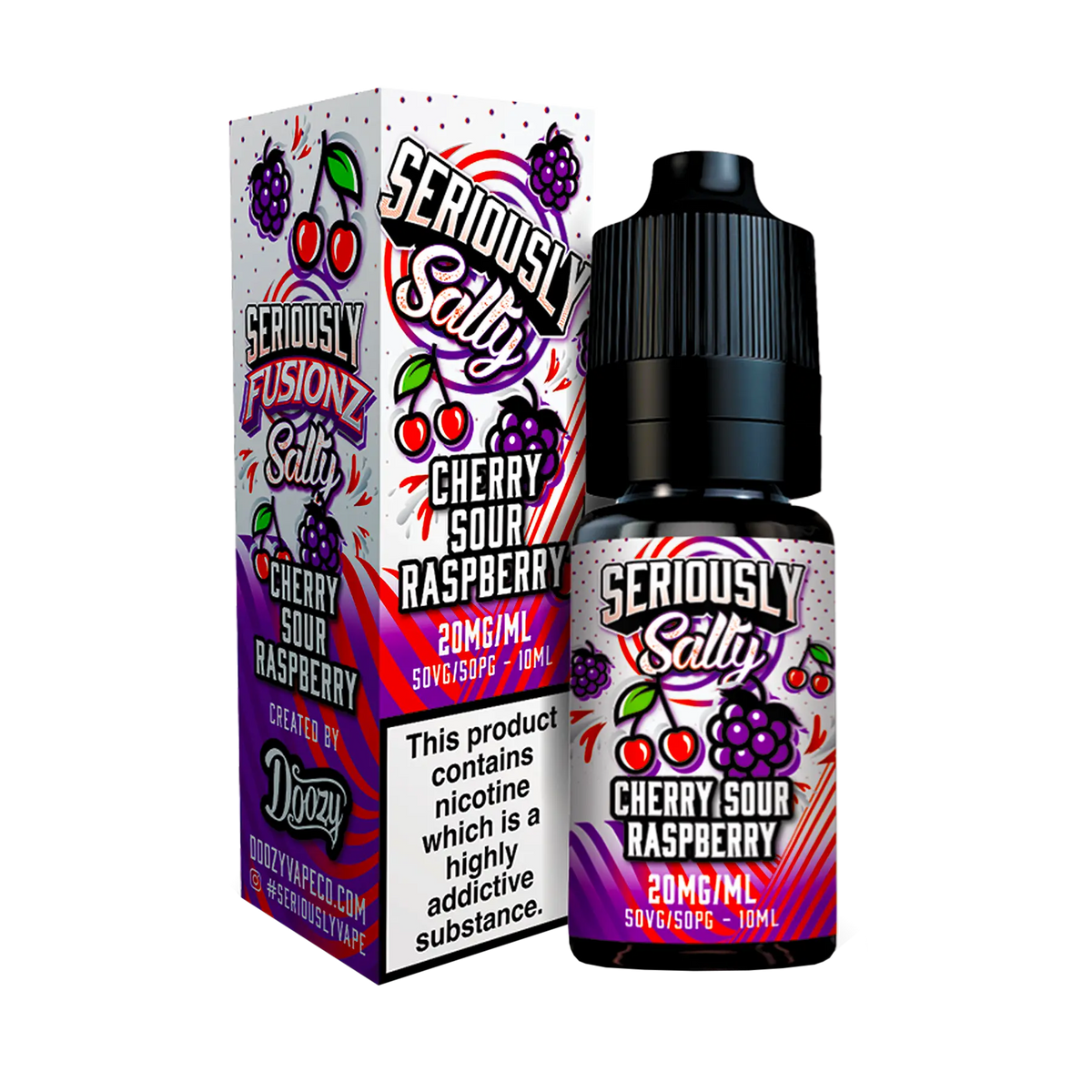 Doozy Seriously Fusionz Cherry Sour Raspberry 10ml E Liquid Nicotine Salt