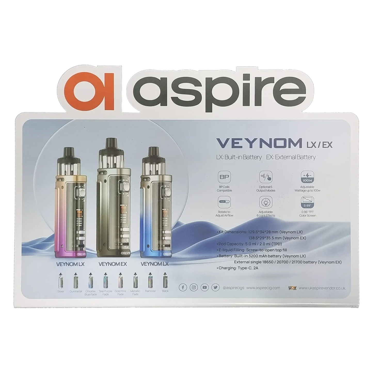Aspire Display Stands - Veynom EX / LX