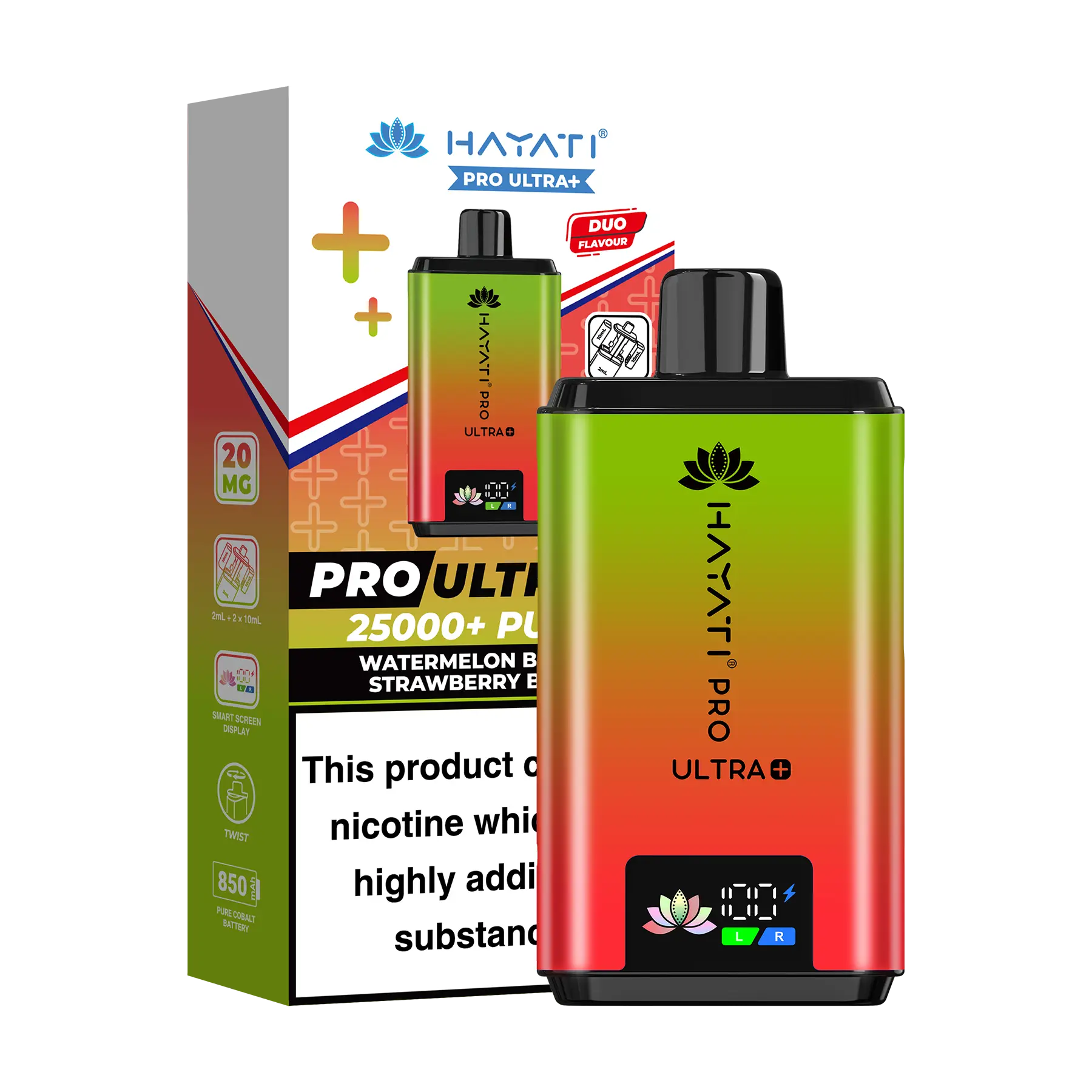 Hayati Pro Ultra 25K Prefilled Vape Kit - Watermelon Berry Strawberry B'Gum