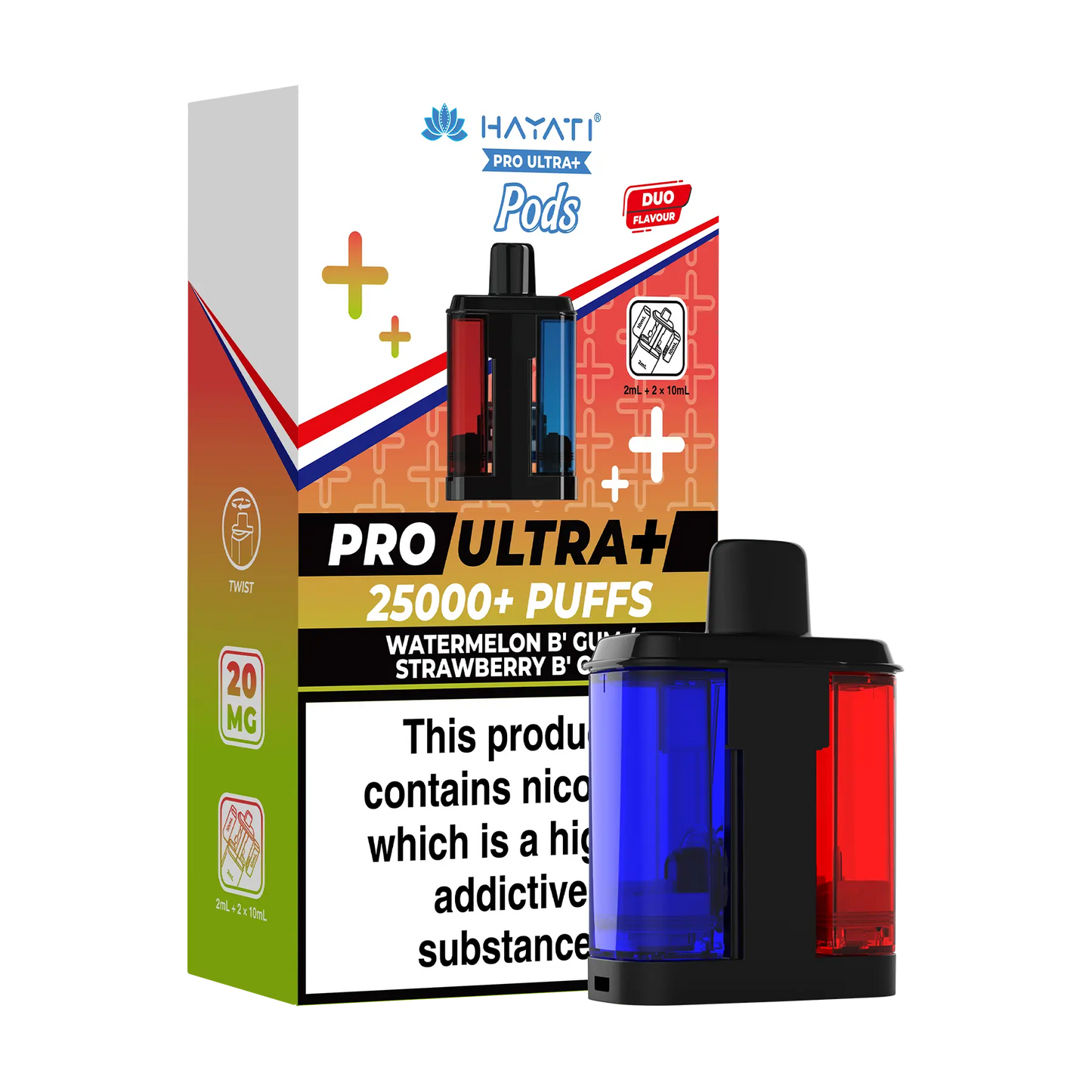 Hayati Pro Ultra 25k Replacement Pods - Watermelon B'Gum Strawberry