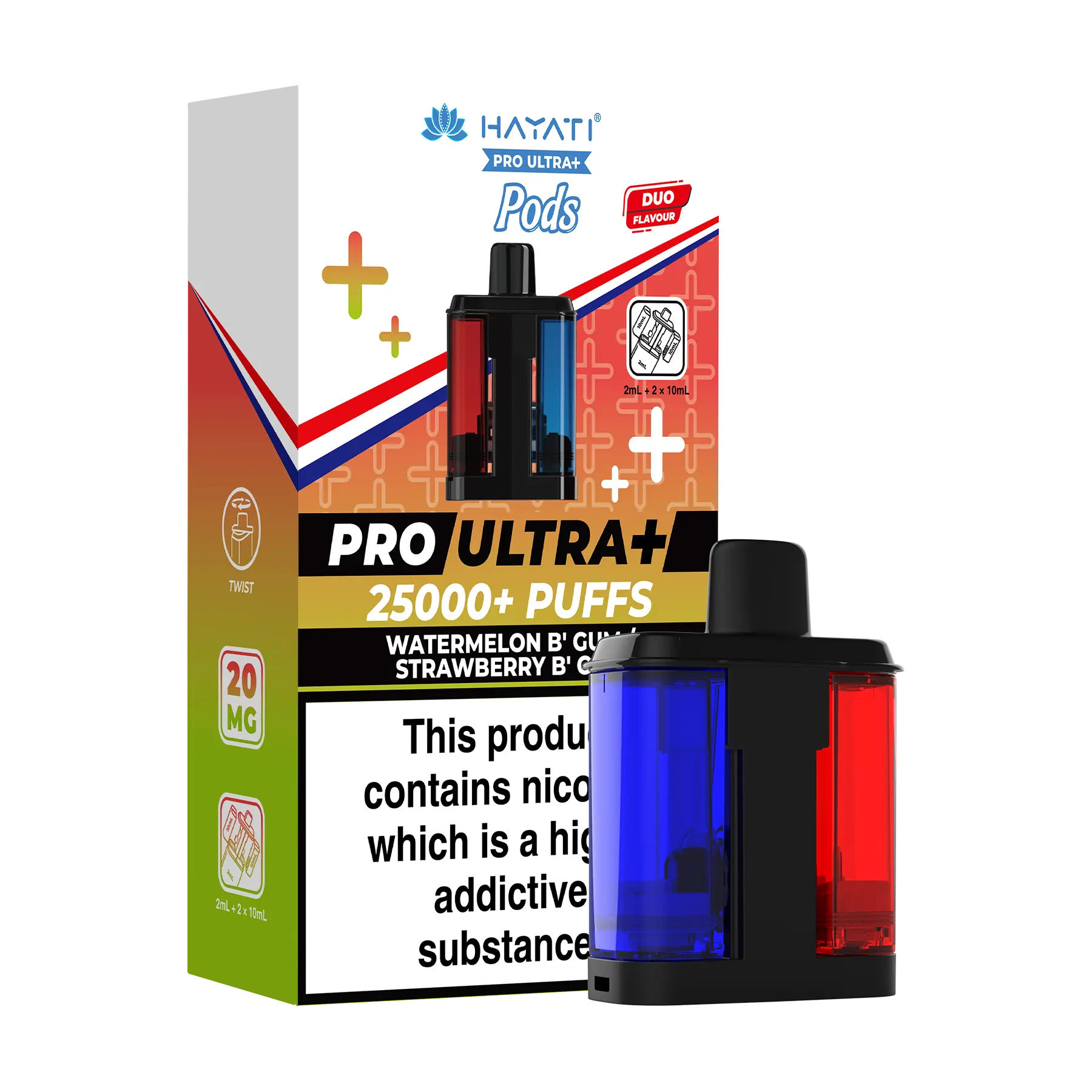 Hayati Pro Ultra 25k Replacement Pods - Watermelon B'Gum Strawberry