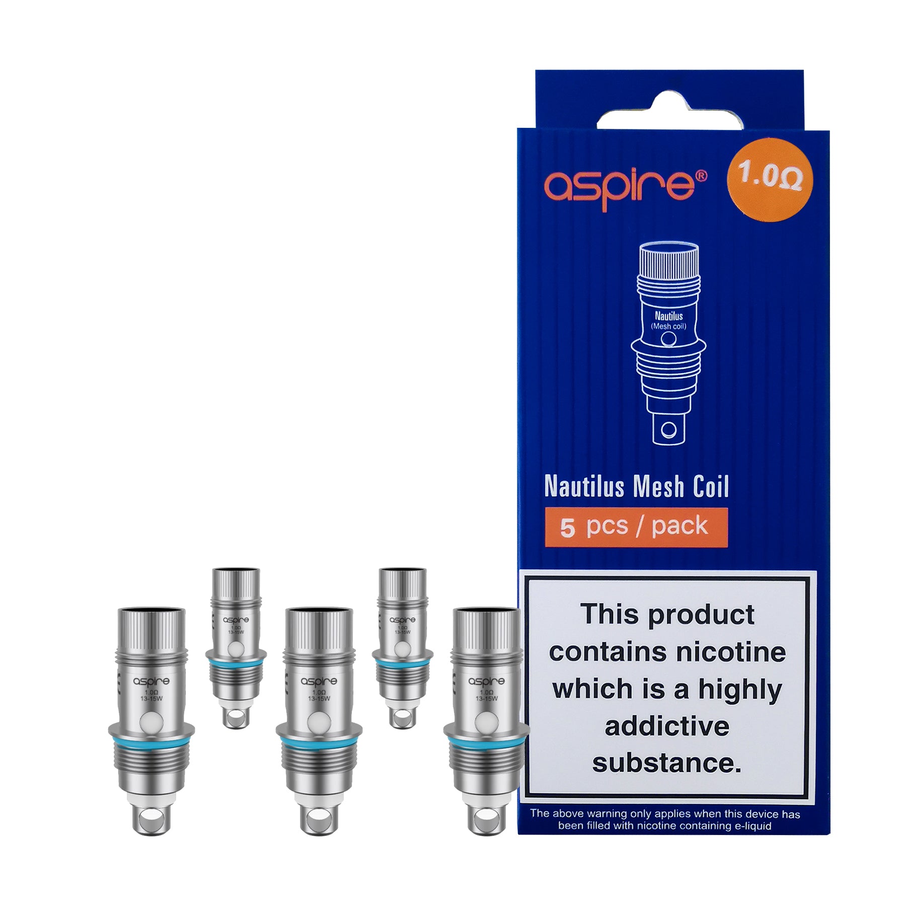 Aspire UK Nautilus 1.0  ohm Meshed Replacement Coils - 5 Pack