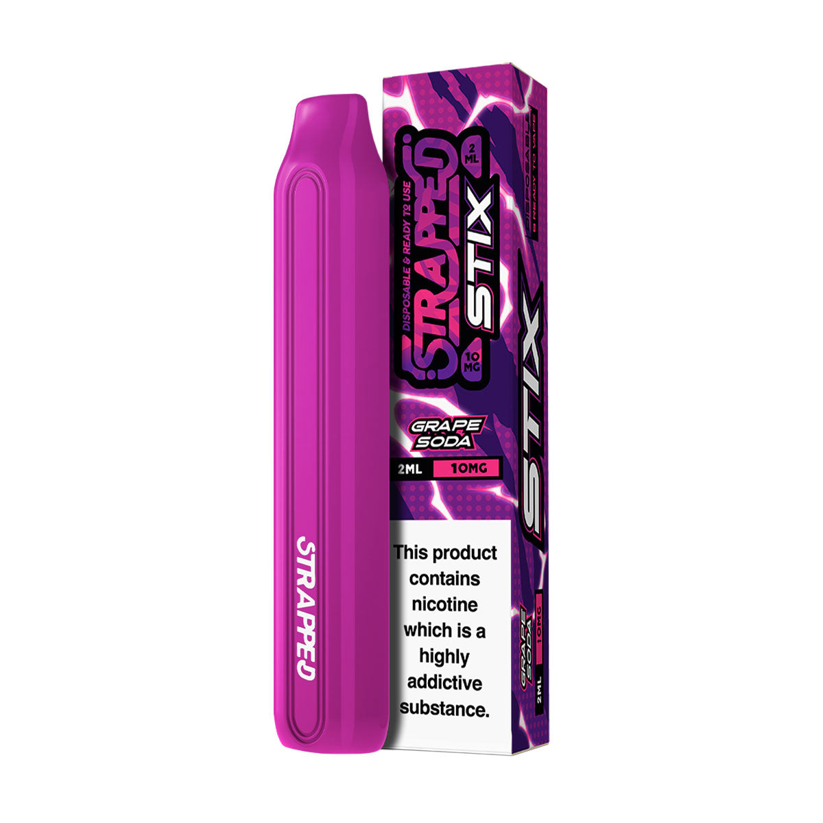 The Strapped Stix Grape Soda Disposable Vape is an instant classic, sweet & slightly tangy grapes mixed with zingy lemonade to create the ultimate beverage flavour.