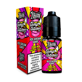 Ice Cream Cake nic salt by Doozy Temptations is a decadent dessert blend that combines light notes of sponge cake with smooth ice cream for an indulgent vape.