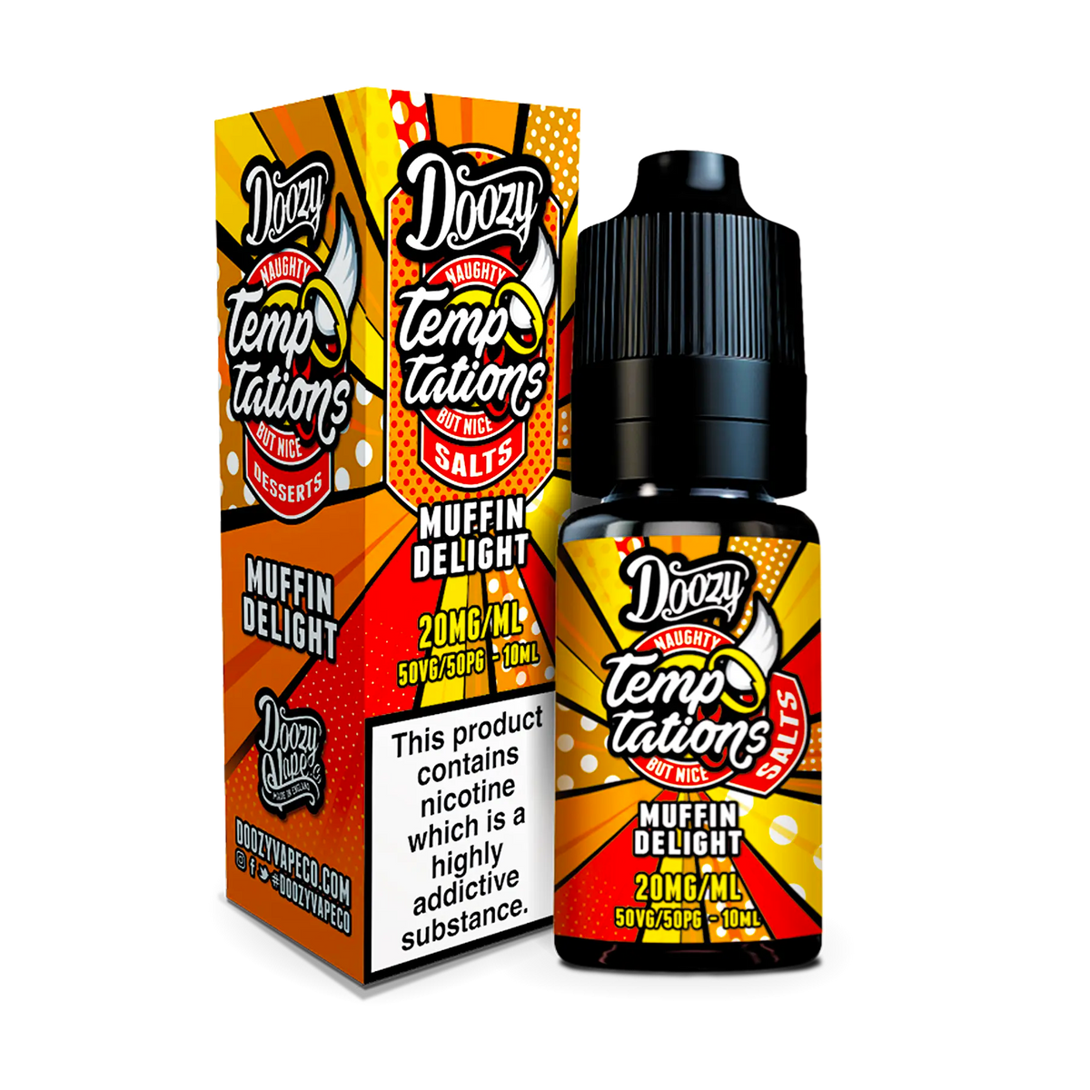 Muffin Delight nicotine salt by Doozy Temptations is a fruity dessert blend that combines juicy-tasting blueberries with fluffy muffin notes for a sweet vape.