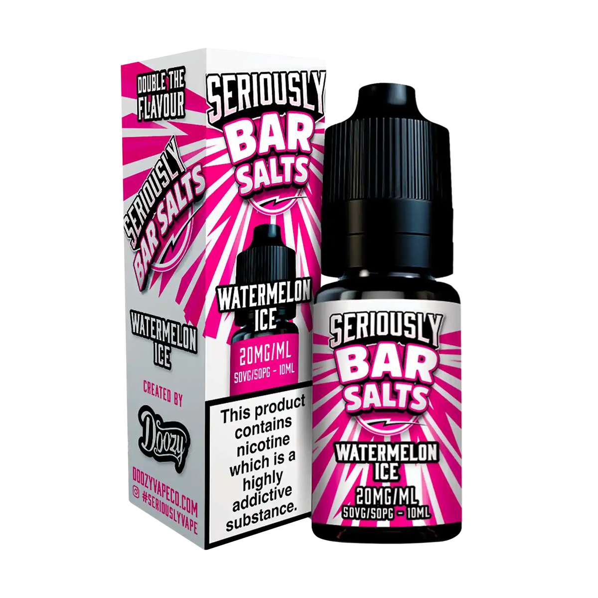 Seriously Bar Salts brings you Watermelon Ice: The Sweet Refreshing Taste of Crispy Red Watermelon with Cubes of Ice. The perfect ADV for all disposable fans.